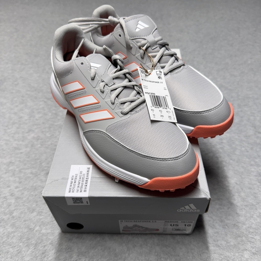 Adidas W Tech Response 3.0 Shoes Womens 10 Gray Golf Spiked Athletic HQ1200